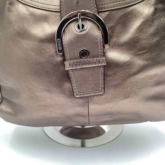 Coach Soho Lynn Metallic Bronze Leather Buckle Shoulder Bag - Picture 3 of 12